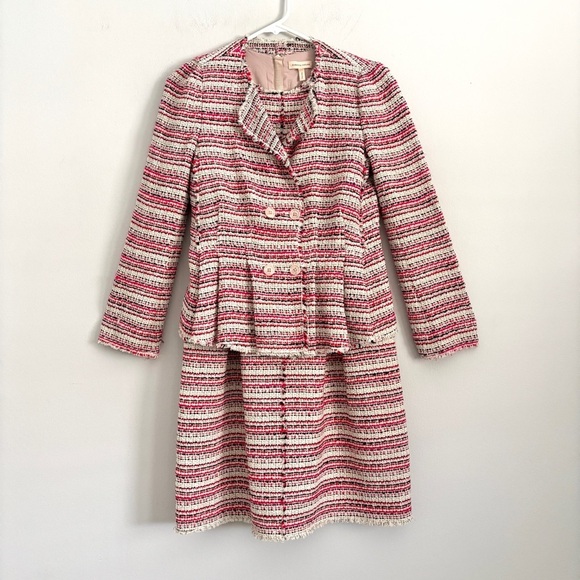Rebecca Taylor Optic Tweed Sheath Dress & Jacket Outfit Set Candy Apple Red Sz 2 - Picture 1 of 15